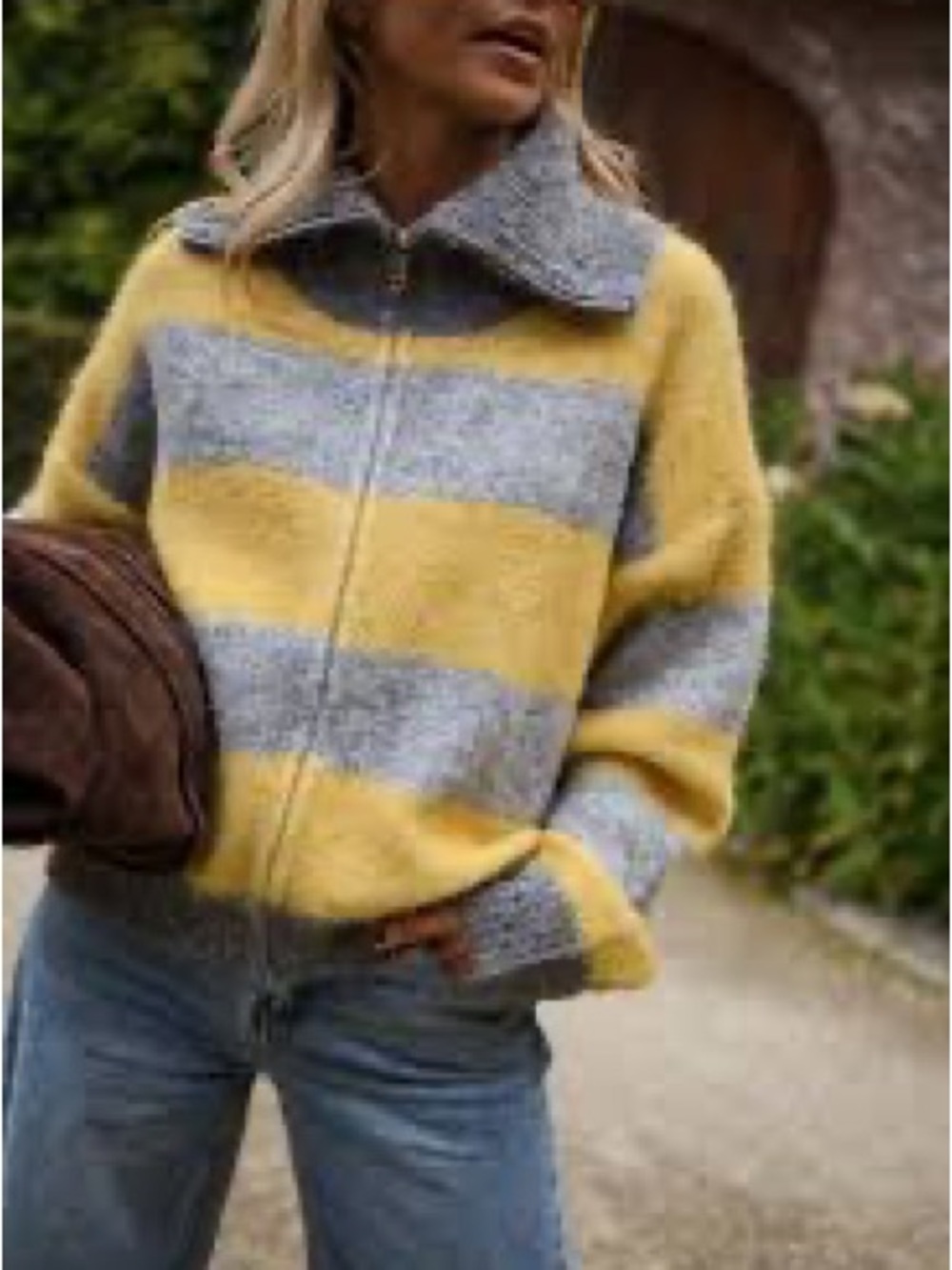 Easy Clothes Grey and Yellow Mayfair Cardigan Size M
